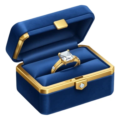 dark blue box with an engagement ring sticker