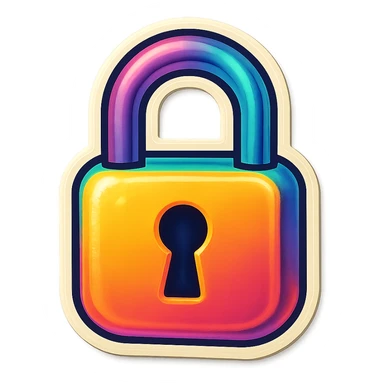 A lock in retro stickers style, with a vintage design and bright colors sticker