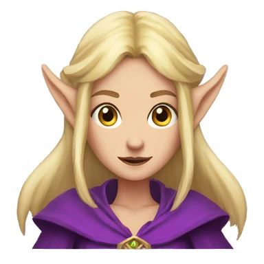 scared Noble female Elf with Elf ears and blonde hair and purple robes sticker