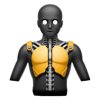 Minimalistic flat vector icon, iOS style, thin black contour on white background. Human silhouette with gear inside the chest. Clean, no text, no shadows sticker