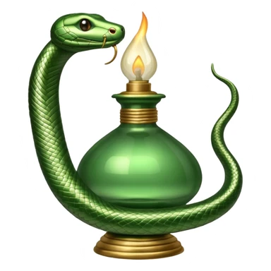 uma lamparina tradicional  com uma cobra em volta  sticker