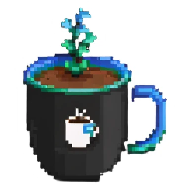 Coffee cup with code symbols, programming logo sticker