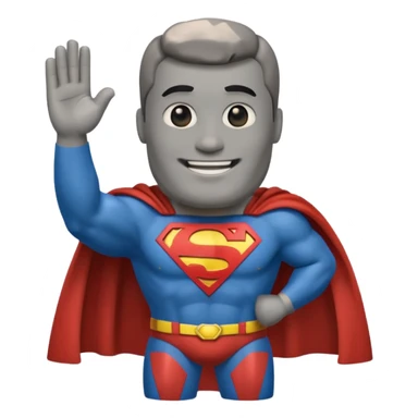 a moai emoji with a superman cape with the original facw sticker