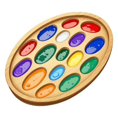Wooden oval palette with paint blobs sticker