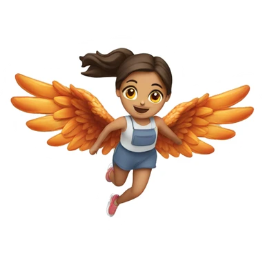 a girl flying with two bbq chicken wings on her back sticker