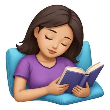asian woman sleep with book sticker