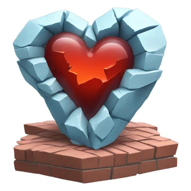 Broken stone frozen heart with bricks around sticker