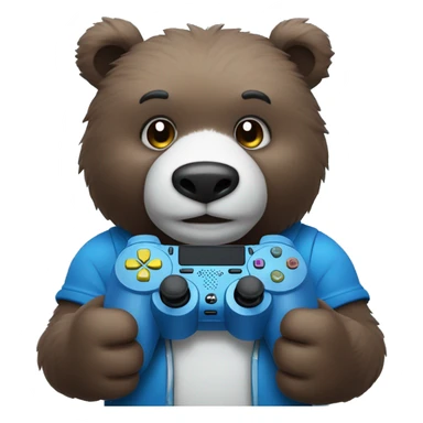 Blue Bear Holding a PS5 controller and giving a thumbs up sticker