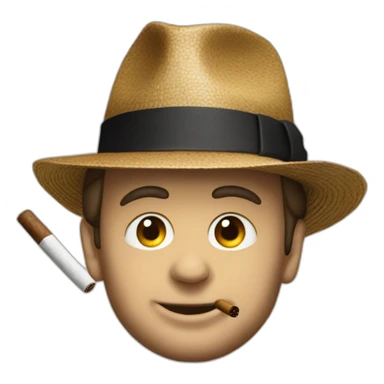macron wearing a hat with a cigar in mouth sticker