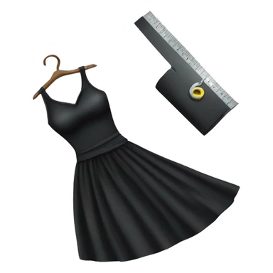 a black dress with a measuring tape wrapped around it sticker