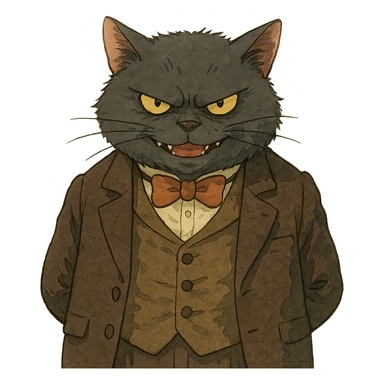 evil British cat sticker