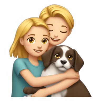 girl hug a cat and a dog sticker