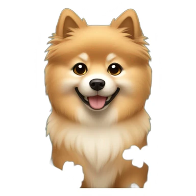 light brown cute spitz with flowers sticker
