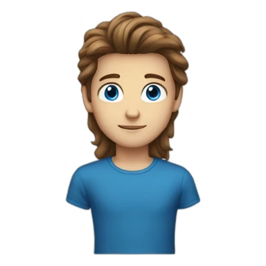 boy with brown long hair with blue eyes sticker