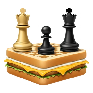 Chess pieces boxing on an egg sandwich sticker