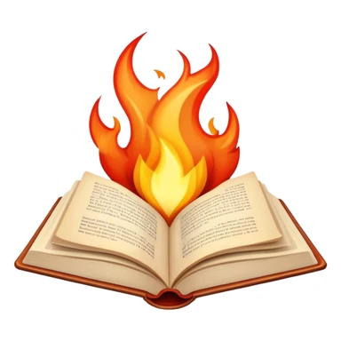 open book transforming into flame shape sticker