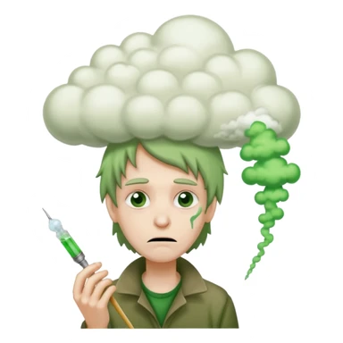 naked homeless crack addict with a heroin needle and a giant green fart cloud sticker