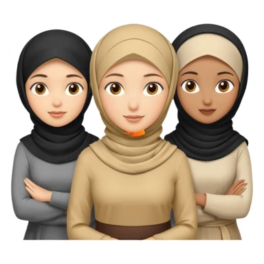 make 12 girls with different race, persona, occupation/hobby, and give some with hijab sticker