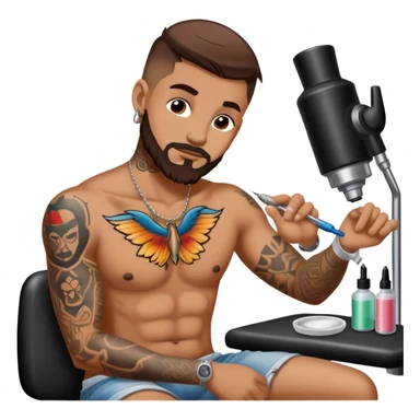 Kenny Sitting at a tattoo Studio getting tattoed sticker