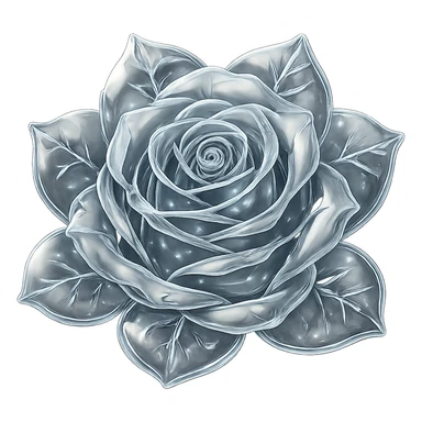 Make the blue icy rose look like glass in the style of emoji, preserving the emoji style and making it transparent and shiny like glass, with no background. sticker