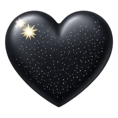 a black heart with tiny glitter dust on it sticker