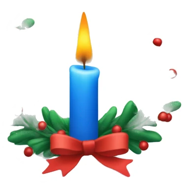 Blue candle with christmas wreath sticker