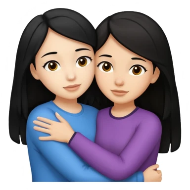 two girls - 1 black haired light skin and second is light skin brunette are hugging sticker