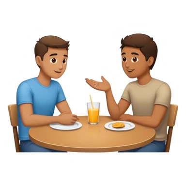 Two guys talking at a table sticker