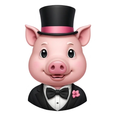 Gentleman Pig – pig with black top hat and bow tie sticker