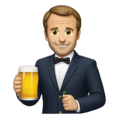 Macron qui boit de la bière sticker