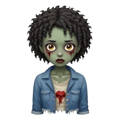 A black zombie girl with very short curly hair sticker