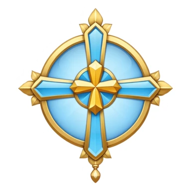 saint emblem with light blue colors and holy symbols sticker