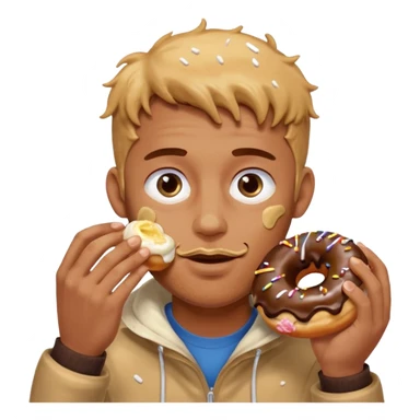 A man messily eating a filled donut, the donut is filled with Boston cream and it’s making a mess everywhere sticker