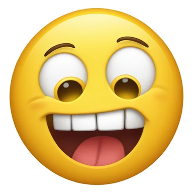 Yellow emoji smiling with it mouth wide open and eye twitching sticker