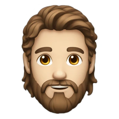 man long brown hair, beard and blue coloured eyes sticker