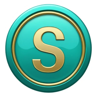 Create a custom emoji badge featuring a stylized, letter “S”. Use the Platinum rank style from League of Legends: teal-green metallics, reflective surfaces, and a futuristic elegant frame. Vibrant and high readability.
 sticker