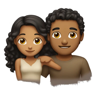 tan skin, Black long hair girl hugging with a man with brown curly hair on top sticker