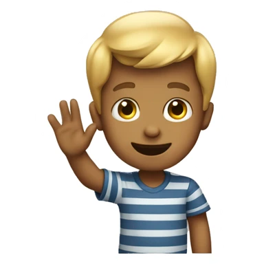 boy waving bye sticker