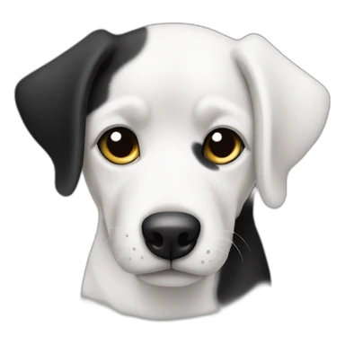 Perro adoptado blanco y negro pensativo  sticker