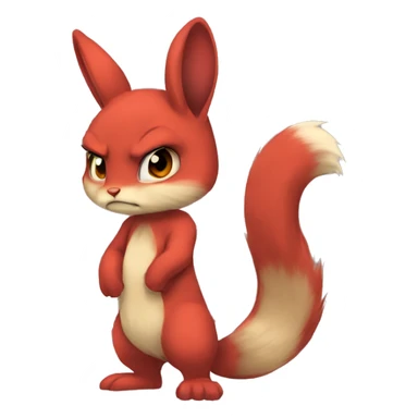 Anthro Sona Angry Edgy Fakemon Full Body Red Rabbit Squirrel Chibi Cute  sticker