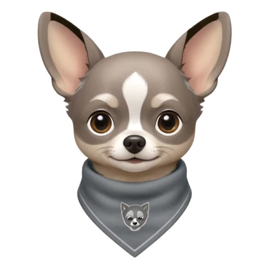Make a cute Gray Chihuahua wearing a Gray earthy tone bandana with the logo TCO on the bandana sticker