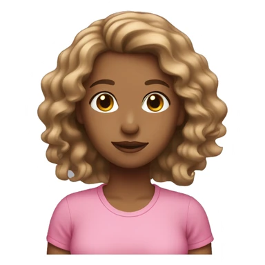 Tan girl wavy hair with a pink shirt sticker