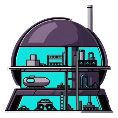 futuristic secret lair under construction sticker
