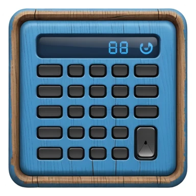 wooden rectangle keypad with a blue small screen and a door holder sticker