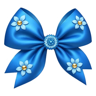 blue flower bow with glitter sticker