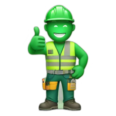 Green construction worker thumbs up sticker