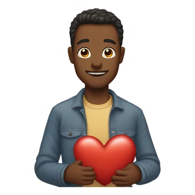 Father holds big heart sticker