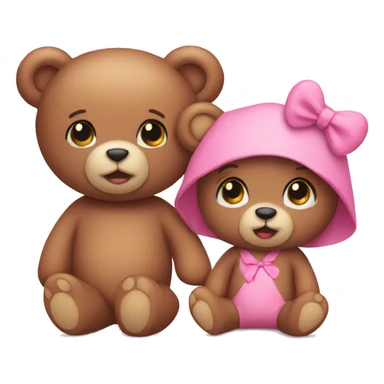 pink teddy bear couple sticker