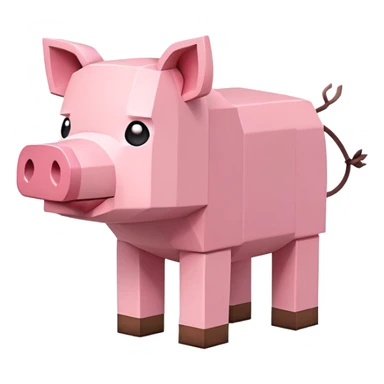 Minecraft pig, full body, pink blocky animal with square head and square body sticker