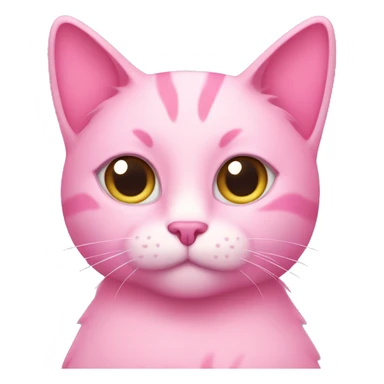 Pink cat with pink hearts instead of eyes sticker